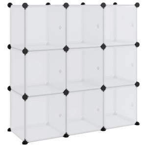 vidaXL Aufbewahrungswürfel-Organizer mit 9 Würfeln und Türen Transparent PP 340557