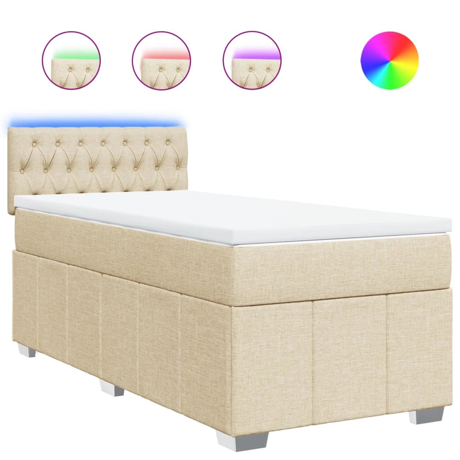 vidaXL Boxspringbett mit Matratze Creme 100x200 cm Stoff 3289291 günstig online kaufen