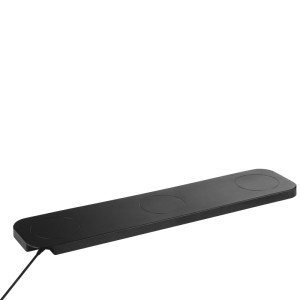 Schwarzes Brilliant Wireless Charger Ladepad, 52x12cm, mit drei runden Ladeflächen für induktive Geräte.