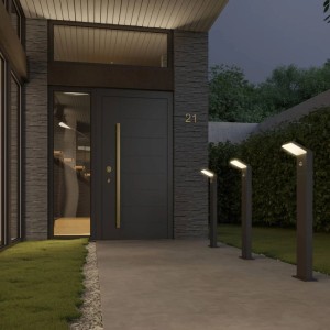 Arcchio LED Außenleuchte Yolena 9619122 mit Bewegungsmelder Spritzwassergeschützt Modern in Schwarz aus Aluminium 1-flammig