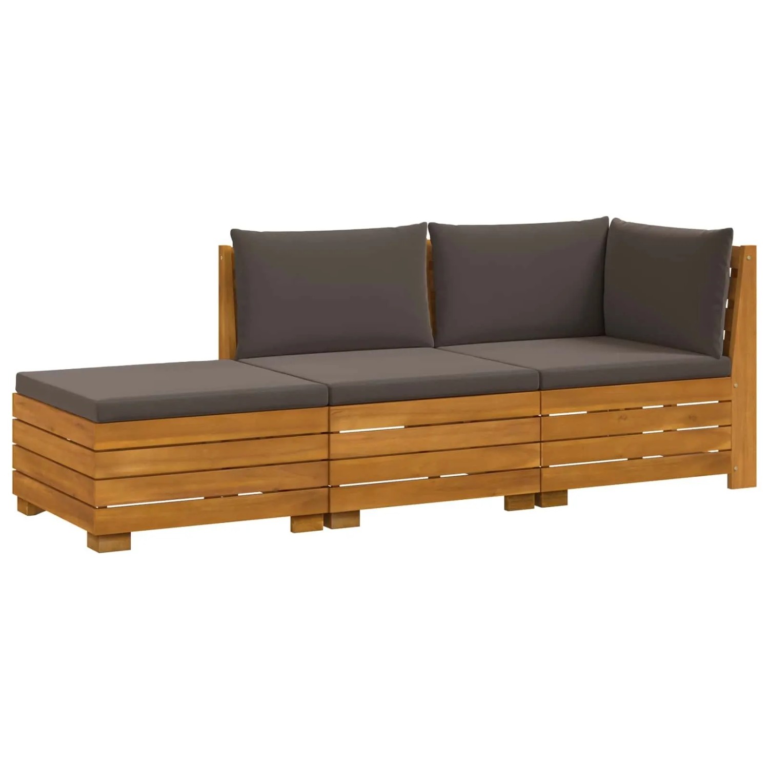 vidaXL Outdoor-Sofagarnitur mit Kissen 3 Stück Braun Massivholz Akazie 3403118