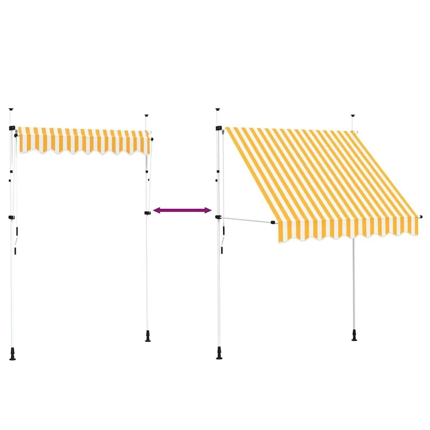 vidaXL Einziehbare Markise, 200 cm, orange-weiß gestreift. Handbetriebene Terrassenmarkise.