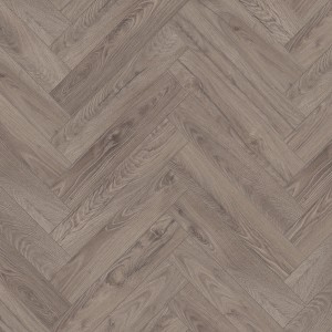 Kronoflooring Laminat Rutherford Oak, wasserfest, im Fischgrätmuster verlegt.