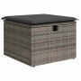 Gartenmöbel: Grauer vidaXL Gartenhocker mit Kissen, Poly Rattan, Teil des 7-tlg. Sofa-Sets.