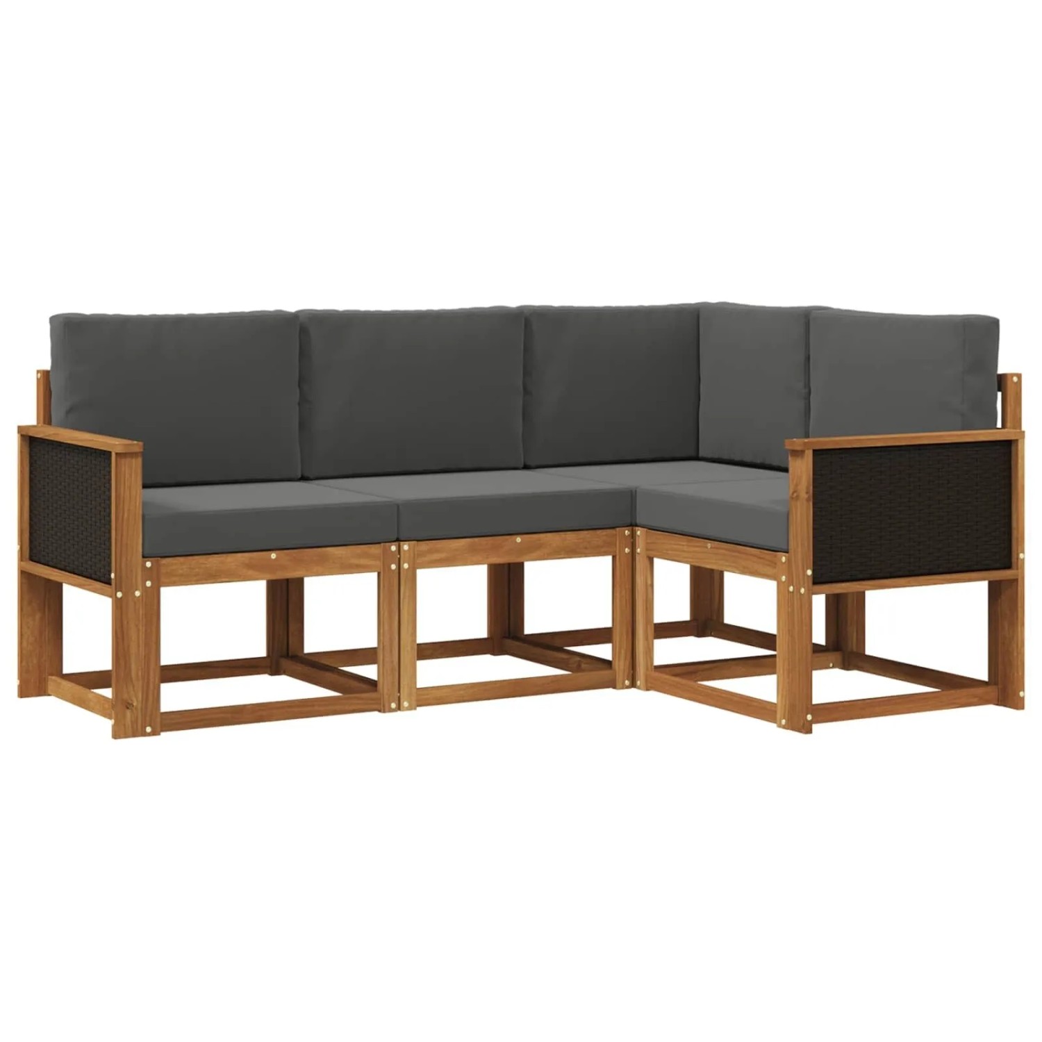vidaXL Outdoor-Sofagarnitur 4 Stk Natur und Anthrazit Polyester 3385163