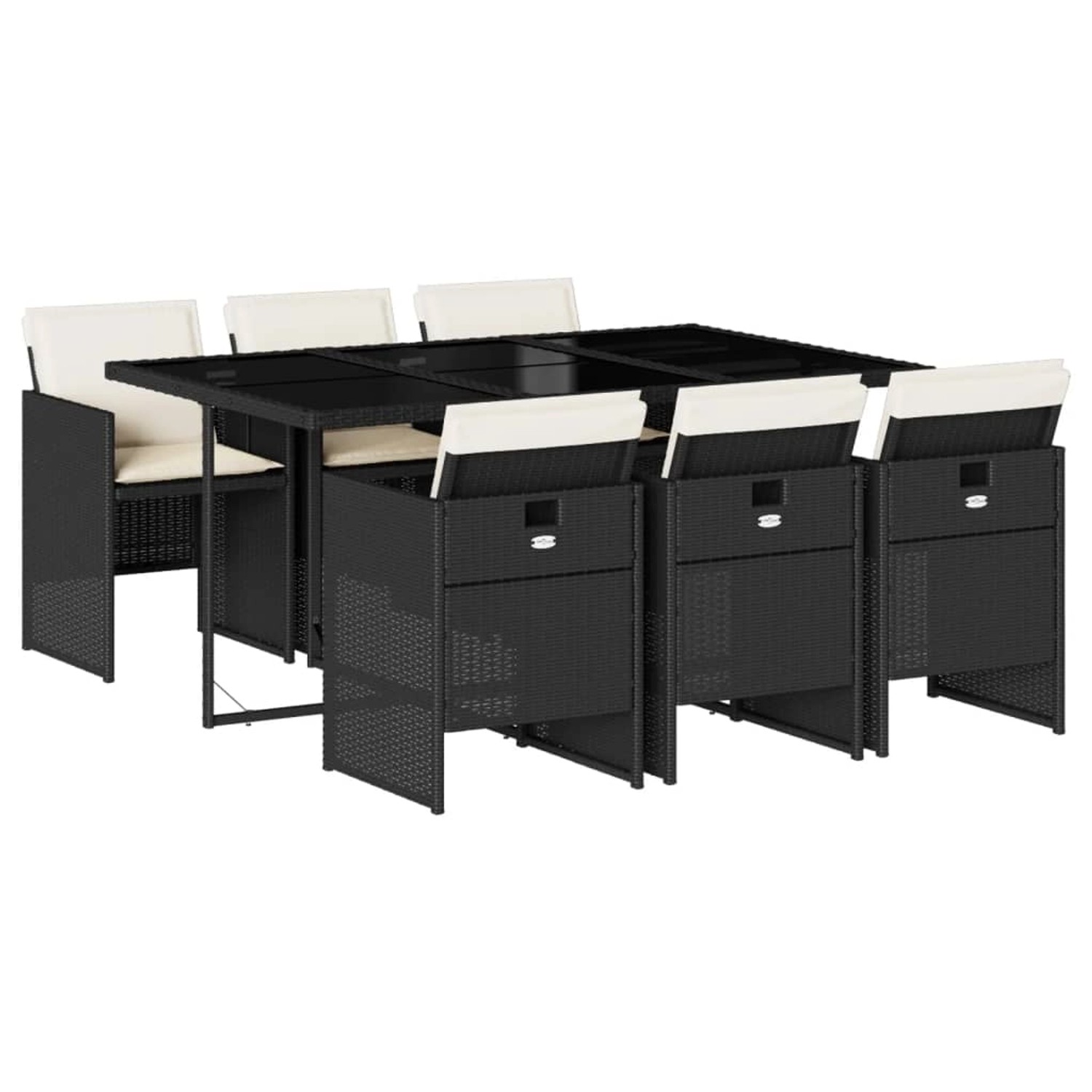 vidaXL 7-Tlg Garten-Essgruppe mit Kissen Schwarz Poly Rattan 3277673 günstig online kaufen