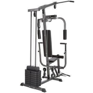 Schwarze Tectake Kraftstation Hulk mit Butterfly, Latzug und Beinstrecker für das Heimtraining.