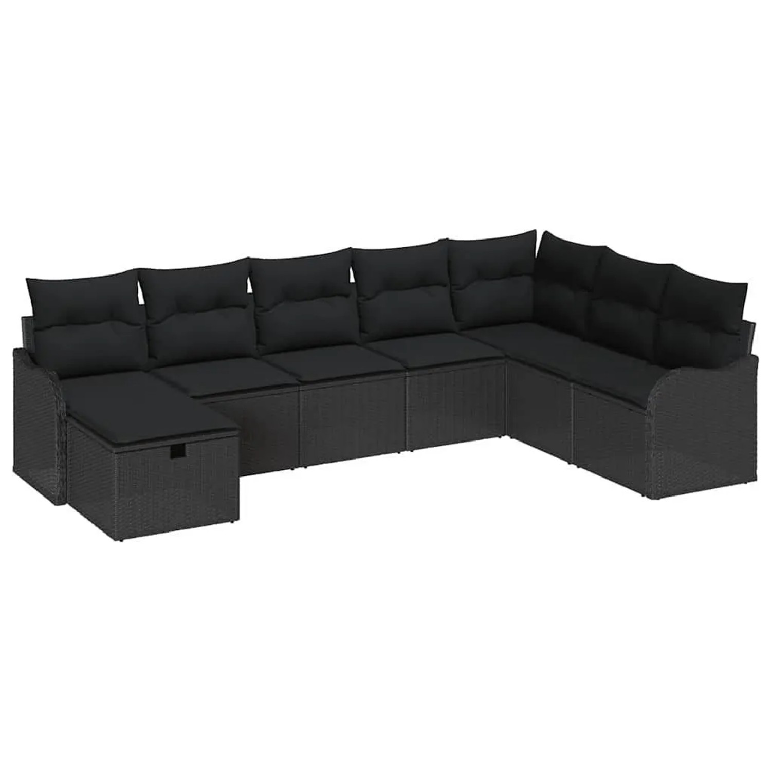 vidaXL Sofa Set mit Kissen mit Speicher Schwarz Poly-Rattan 3359032