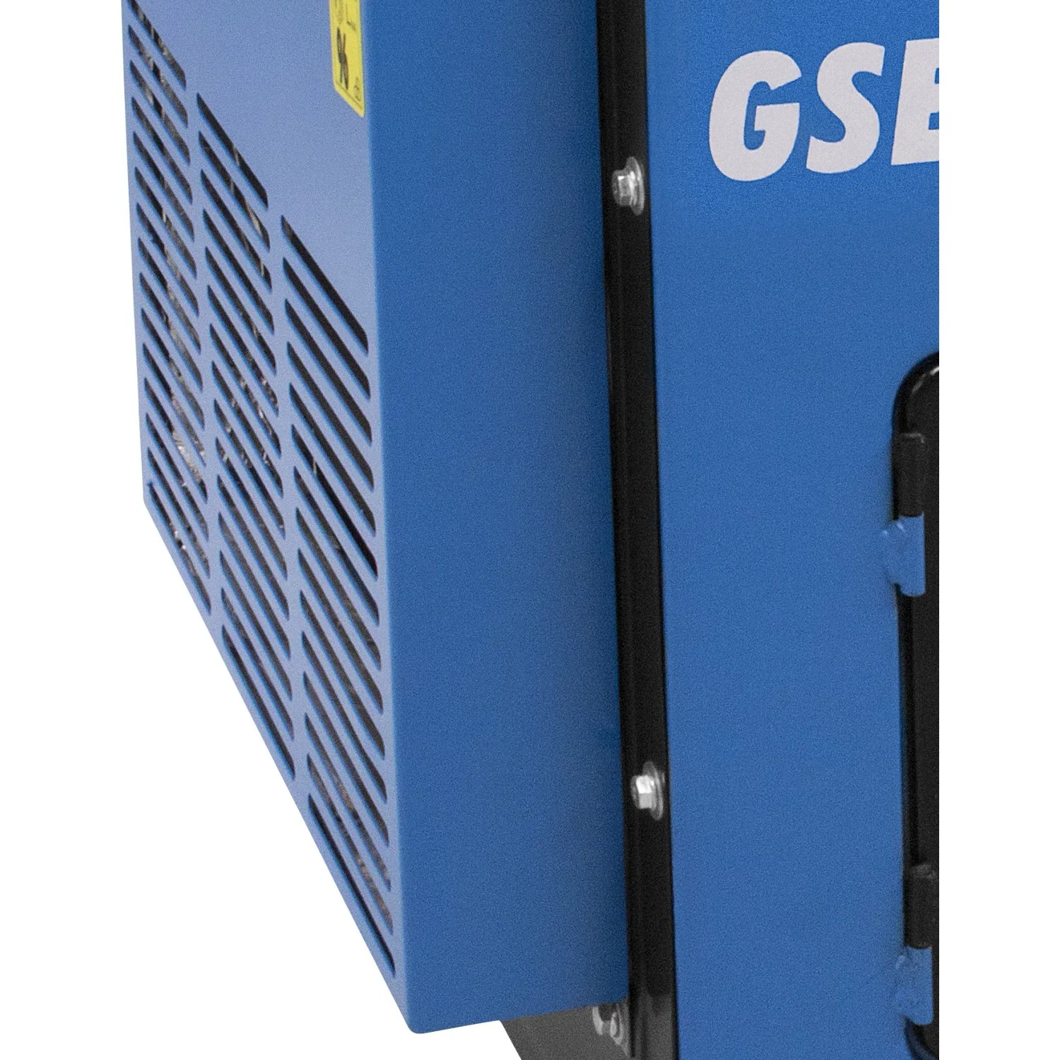 Detailansicht: Blauer Güde Stromerzeuger GSE 5501 DSG Diesel mit Lüftungsgitter.
