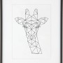 Schwarzer Kunststoff Bilderrahmen 30x40 cm mit Passepartout und geometrischer Giraffe.