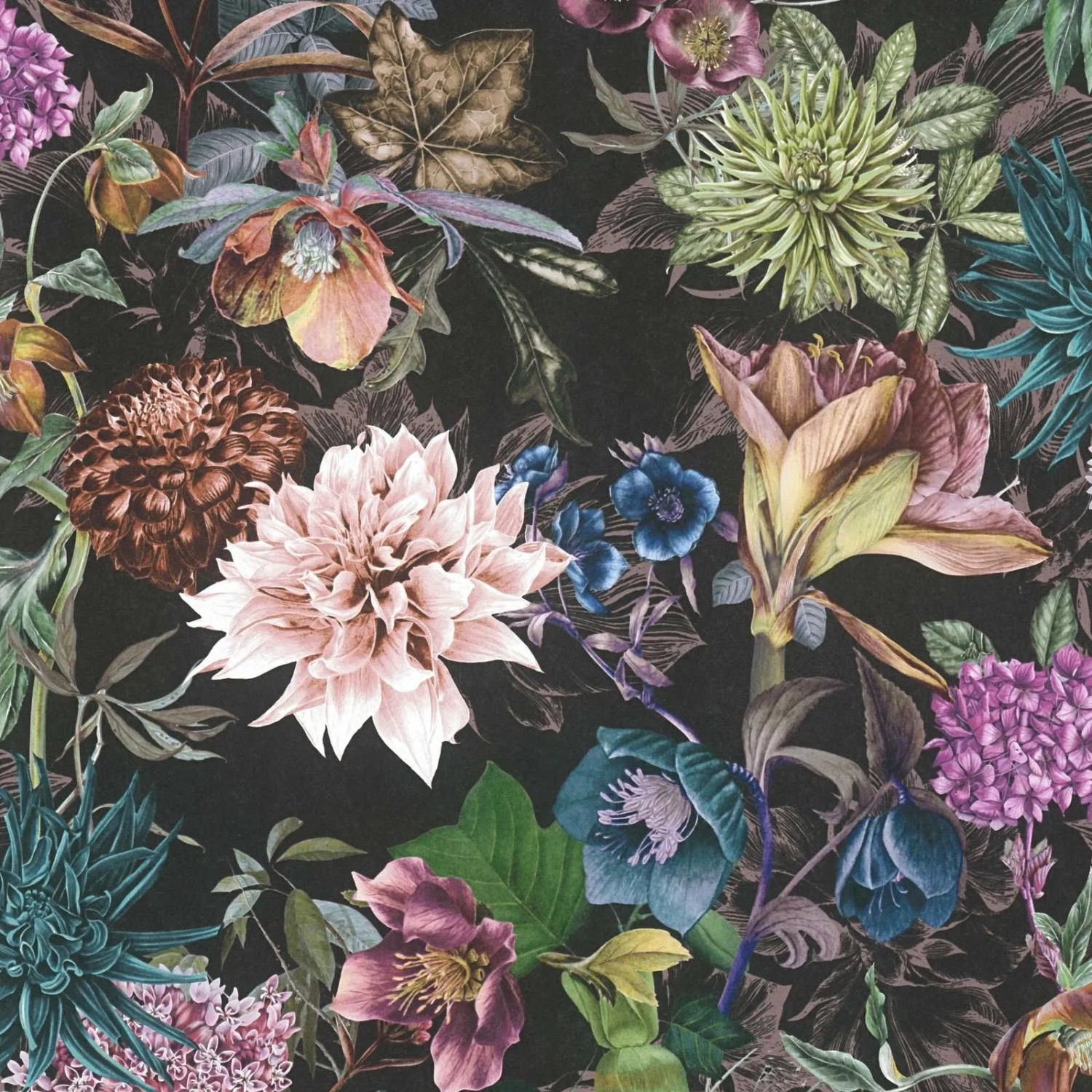 Tadessi Tapete Floral M1-No.778 Vliestapete in Schwarz