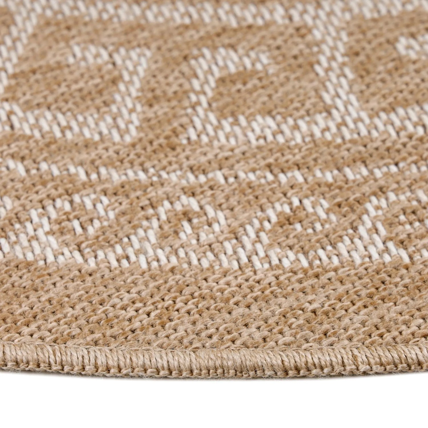 Detailansicht: Runder, beiger Ayyildiz Outdoor-Teppich Comilla mit Muster, 200x200 cm.