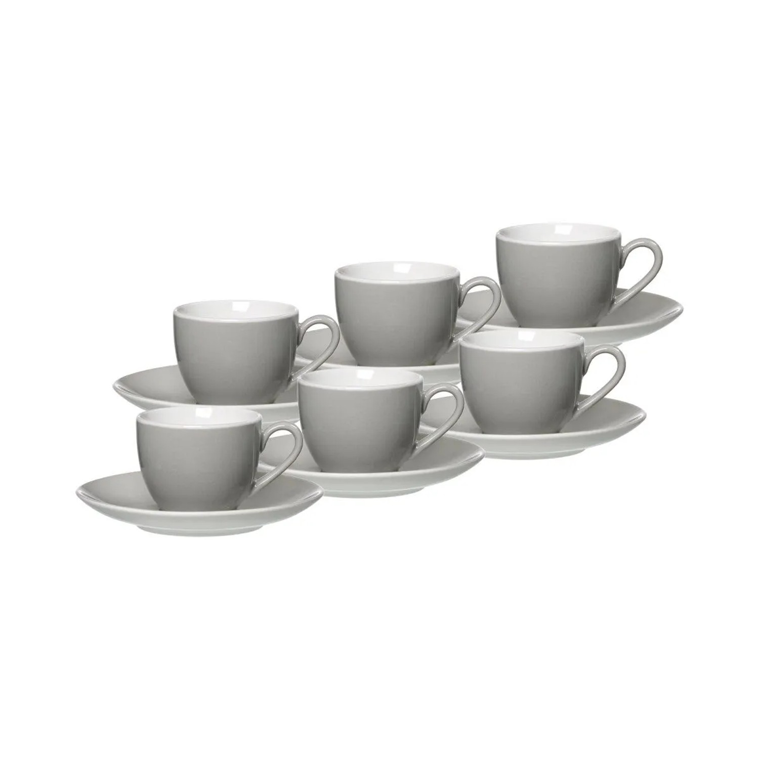 Ritzenhoff & Breker DOPPIO Espressotassen mit Untertassen 80 ml 6er Set Grau