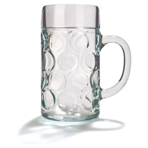 Klares Bierglas Isar 0,3 Liter aus Glas mit Henkel und Facetten, spülmaschinengeeignet. Teil eines 6er Sets.