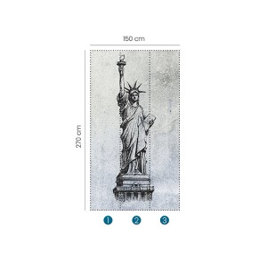 Erismann Fototapete Zooom Liberty mit Freiheitsstatue auf Putz-Hintergrund, 270x150 cm.