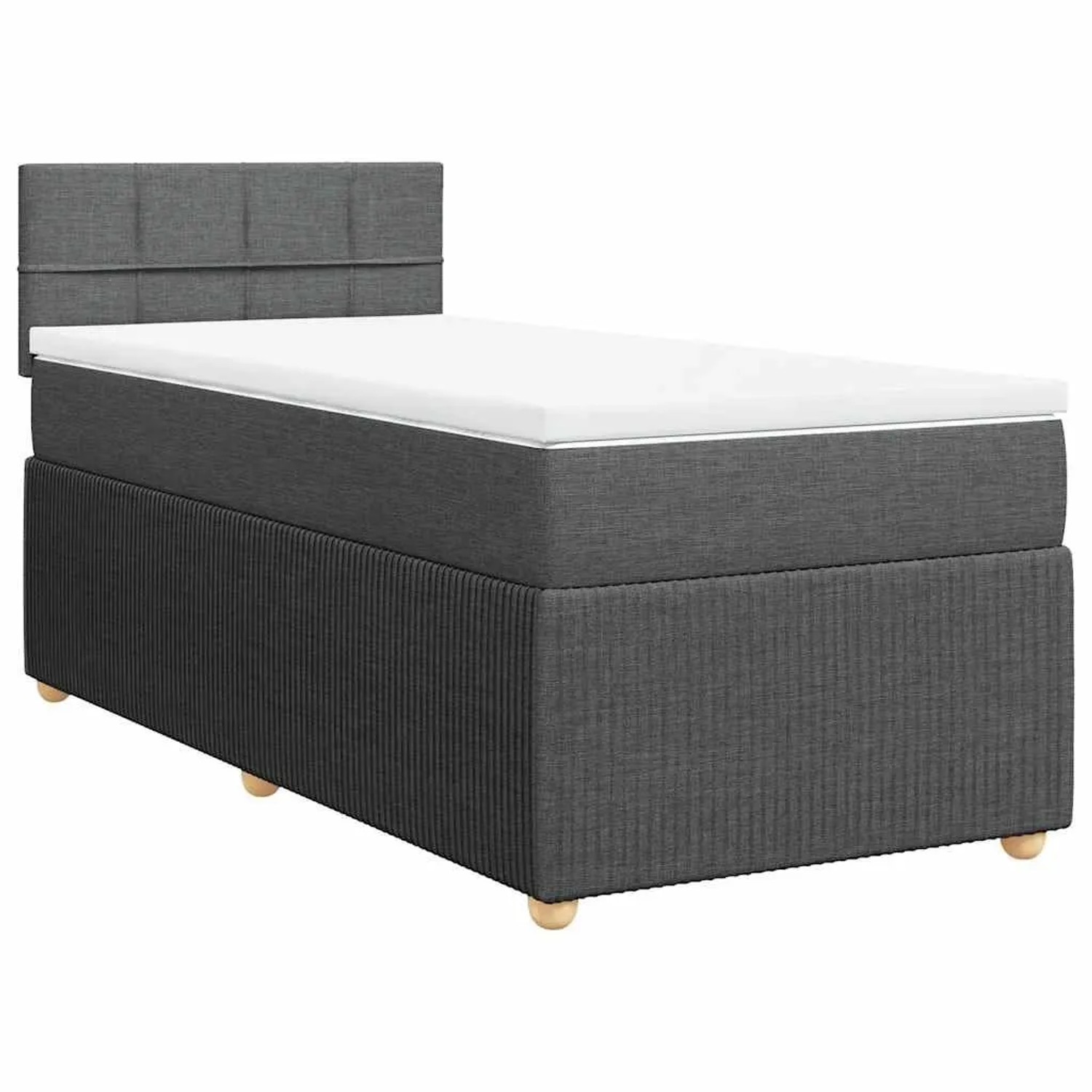 vidaXL Boxspringbett mit Matratze Dunkelgrau 100x200 cm Stoff 3289668