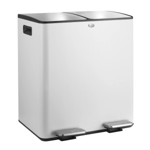 Spirella Kosmetikeimer Aliya, 2x20 l, Weiß Matt, mit zwei Fächern zur Mülltrennung.