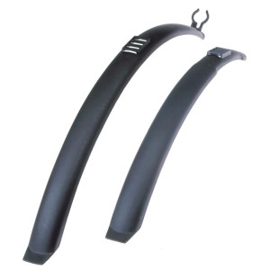 Schwarze Steckschutzbleche für 26-28 Zoll Fahrräder, Set für vorne und hinten.
