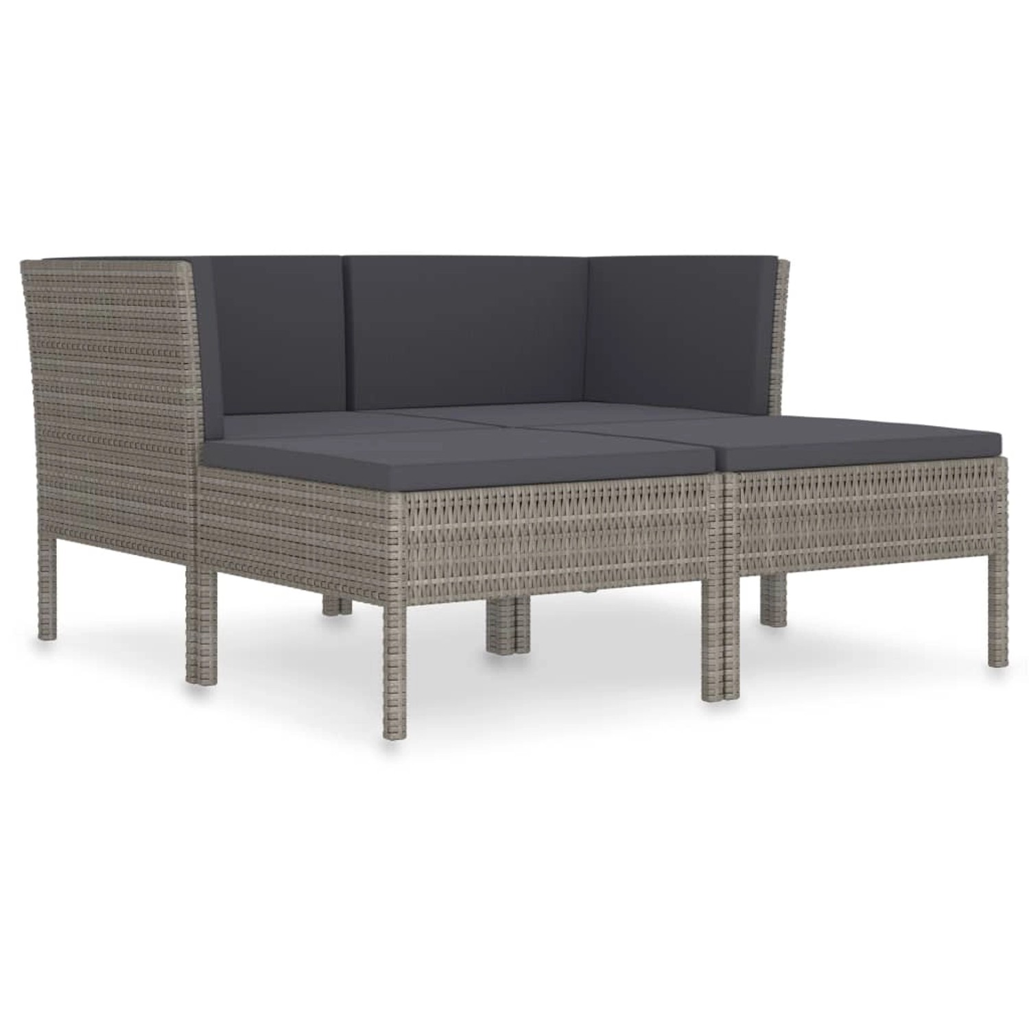 vidaXL 4-tlg Garten-Lounge-Set mit Auflagen Poly Rattan Grau Modell 1