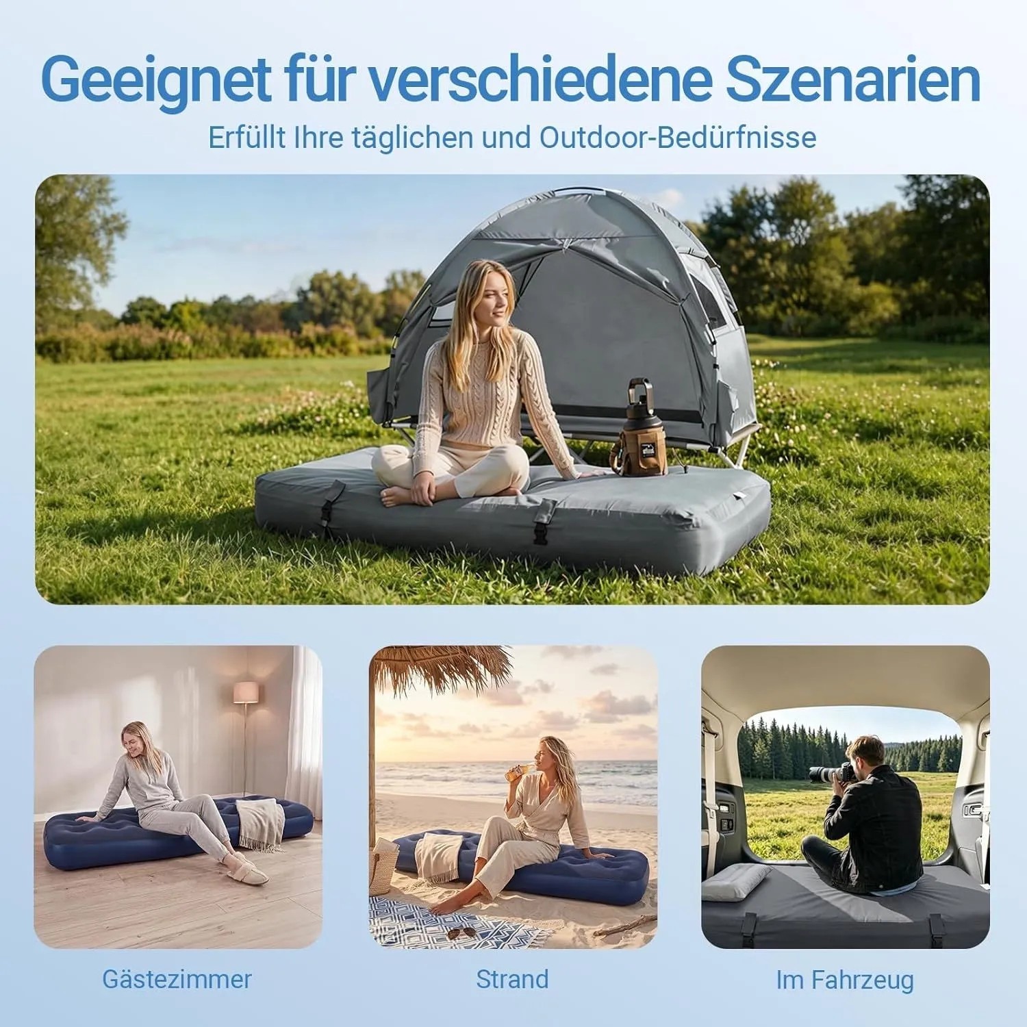 SoBuy Luftmatratze OGS32-II-HG-P01: Camping Luftbett für 1 Person, vielseitig einsetzbar.