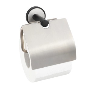Wenko Toilettenpapierhalter Udine mit Deckel, silber matt, mit UV-Loc® Befestigung.