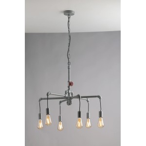 6-flammige Pendelleuchte Amarcord im Industrie-Design aus Zink, Ø 72 cm.