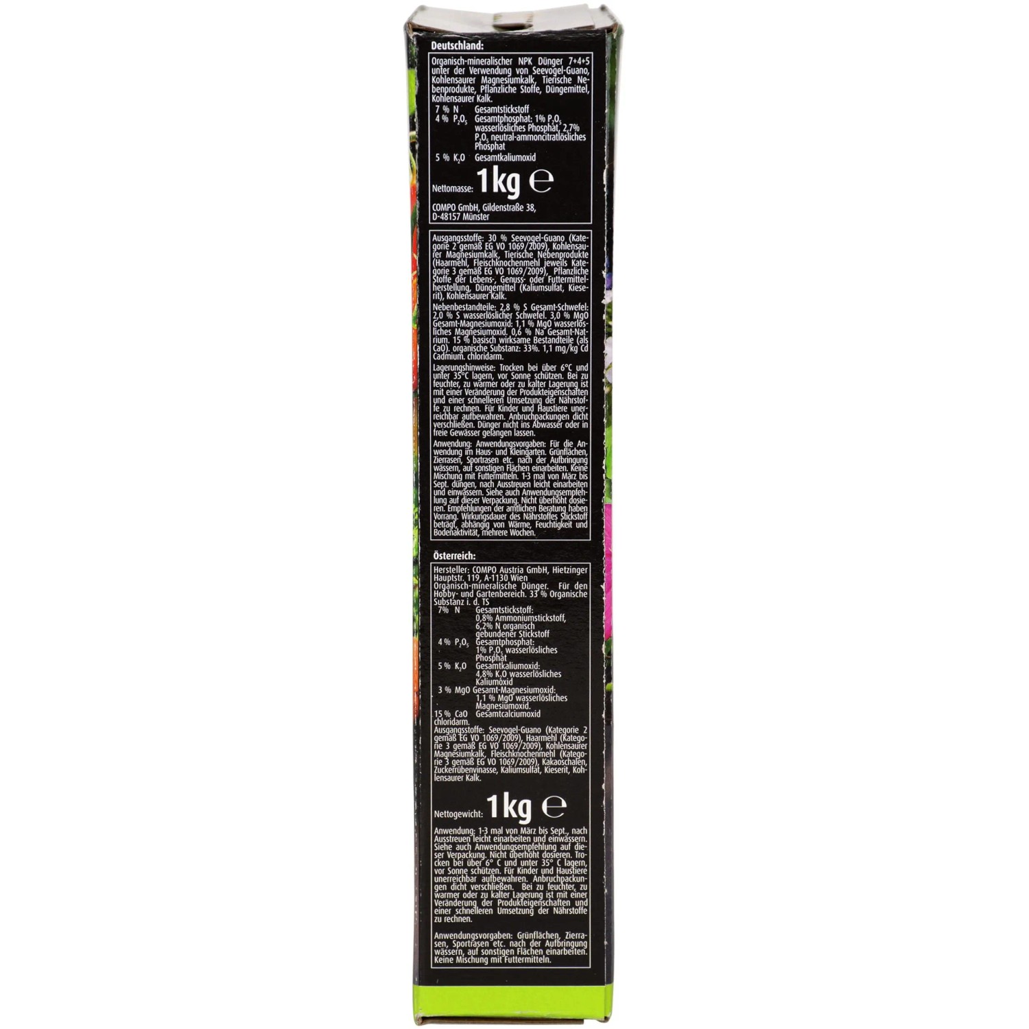 Compo Bio NaturDünger Guano, 1 kg Packung für Gartenpflanzen.