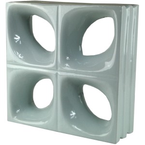 Grauer Keramikstein Daisy, 24x24x8 cm, für Innenräume. Dekorativer Glasbaustein für individuelles Design.