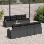 Schwarzes 9-teiliges vidaXL Garten-Sofa-Set aus Polyrattan mit Tisch für Garten oder Terrasse.
