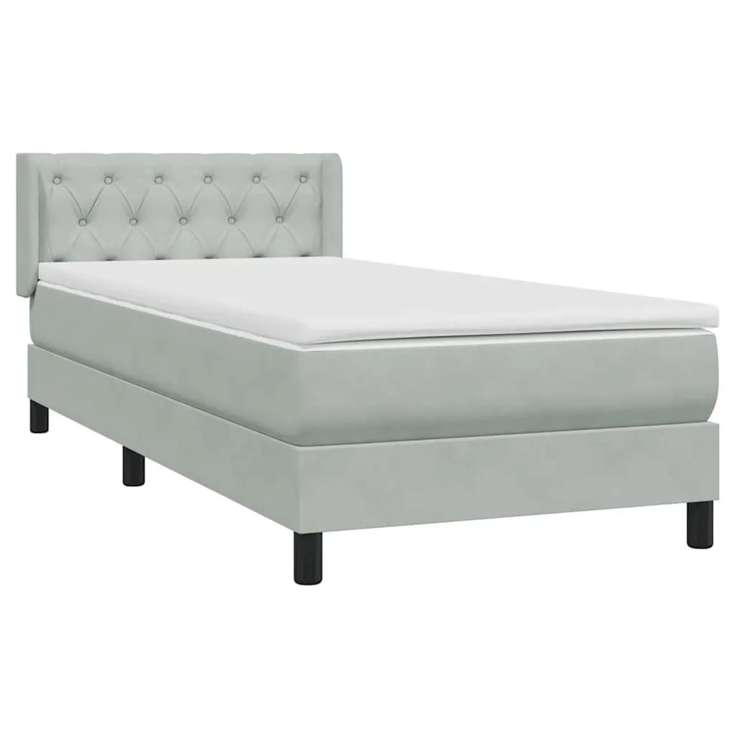 vidaXL Boxspringbett mit Matratze Hellgrau 80x220 cm Samt 3318387 günstig online kaufen