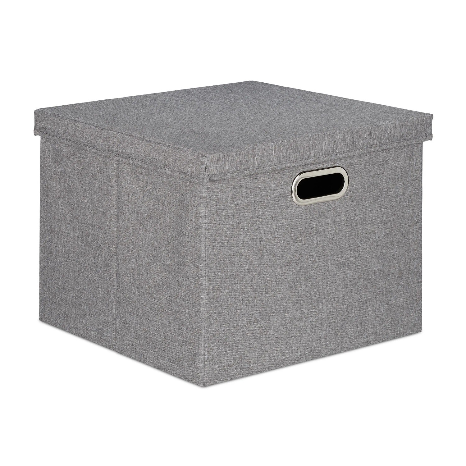 Relaxdays Aufbewahrungsbox 2er Set Polyester Grau Faltbar Mit Deckel 34 cm x 43 cm x 43 cm