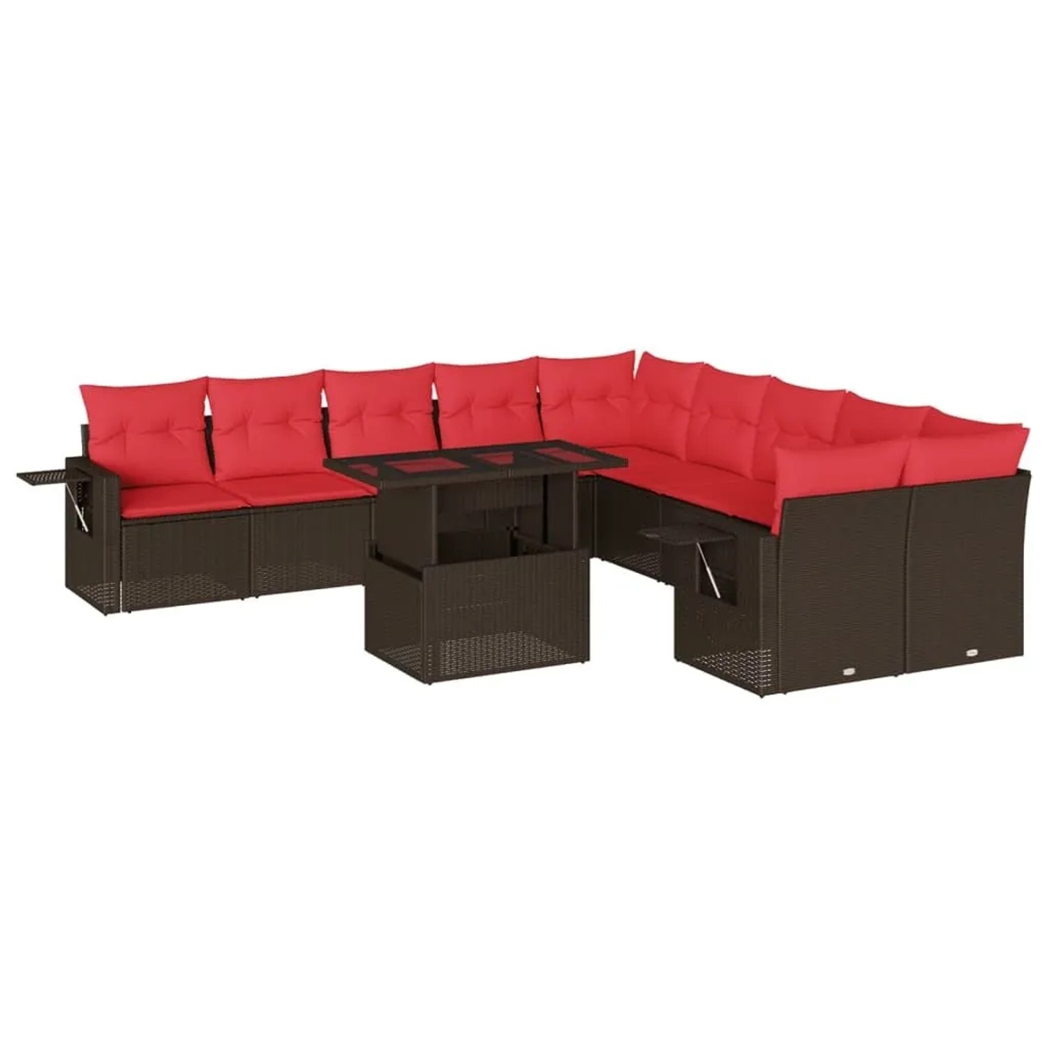 vidaXL 11-Tlg Gartensofa-Set mit Kissen Braun Polyrattan 3268174 günstig online kaufen