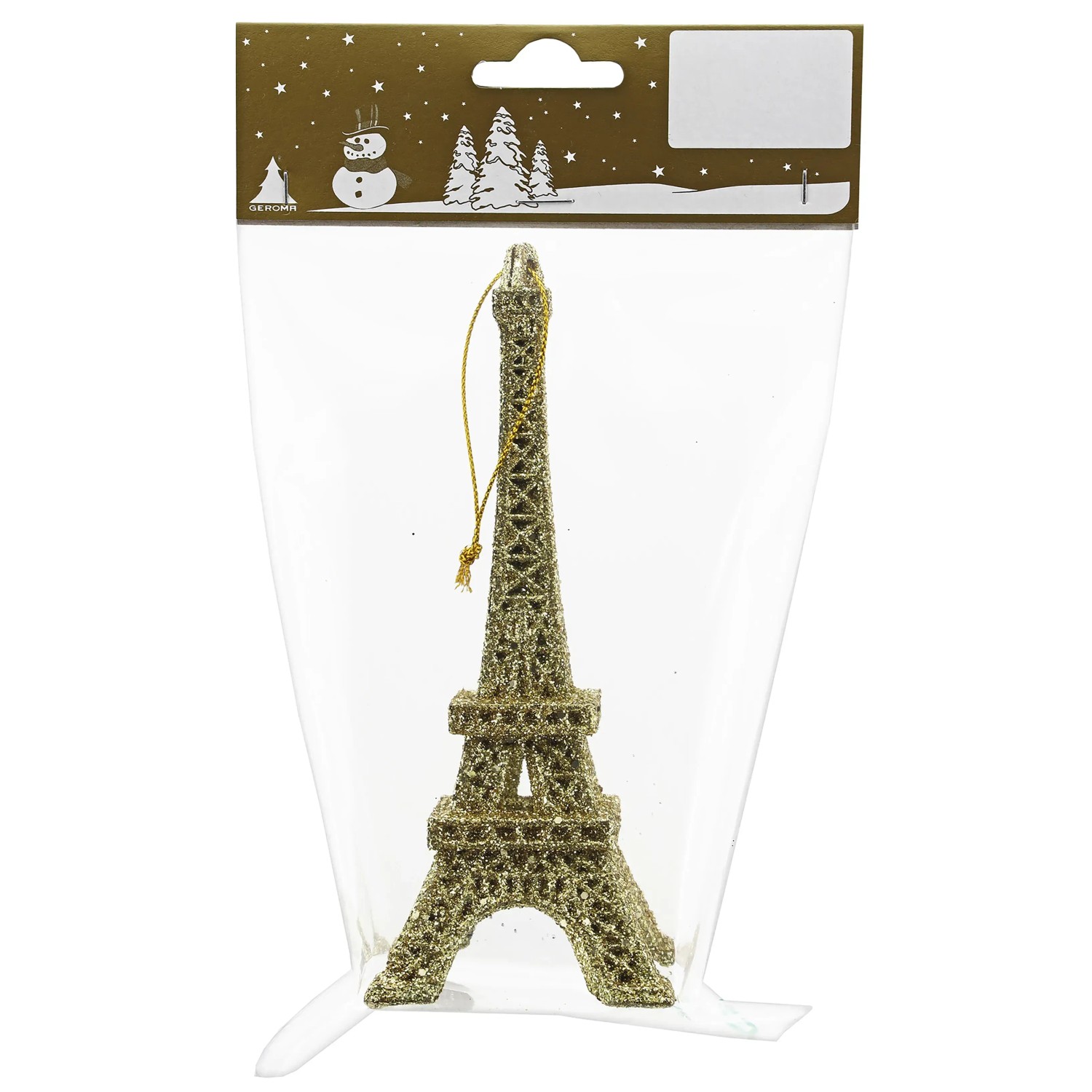 Weihnachts-Deko Eifelturm zum Hängen aus Kunststoff 6 cm x 15 cm Gold