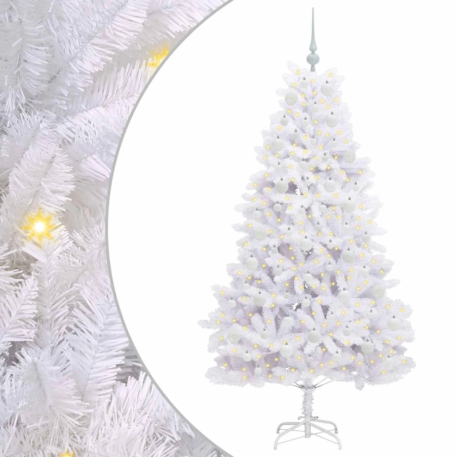 vidaXL Künstlicher Klappbarer Weihnachtsbaum Weiß 180 cm PVC und Stahl 3426597