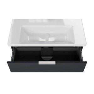 Steinkamp Waschtischunterschrank Living 2.0, schwarz matt, mit Villeroy & Boch Subway 3.0 Waschtisch.