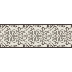 Bricoflor Bordüre: Vlies Tapetenborte mit Ornamenten im Vintage Stil in Schwarz und Weiß.
