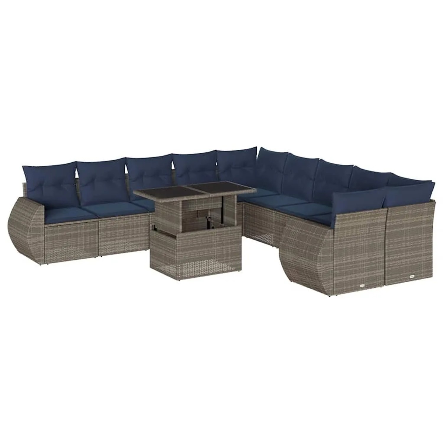 vidaXL 11-Tlg Gartensofa-Set mit Kissen Grau Polyrattan 3268801 günstig online kaufen