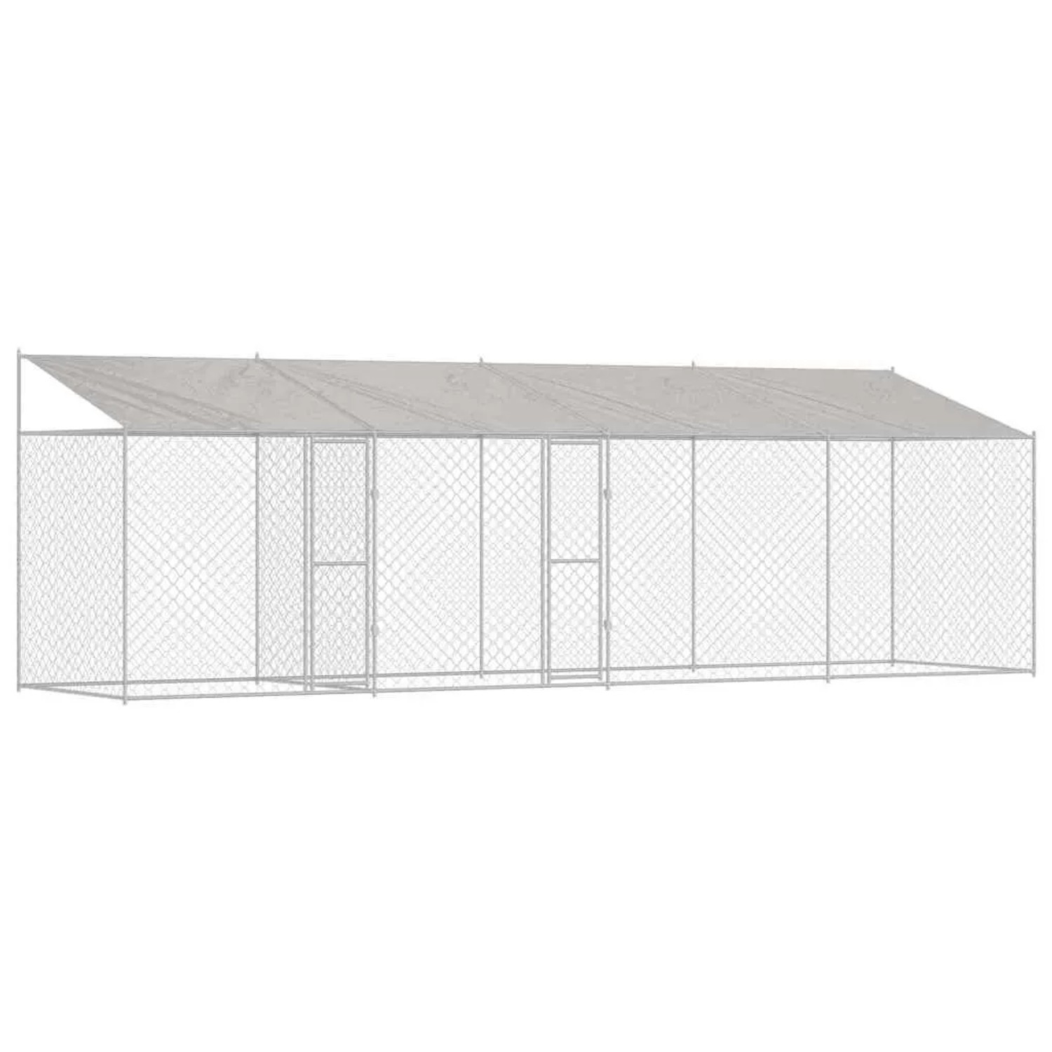 vidaXL Hundekäfig mit Dach Silber 800 x 200 x 256 cm Stahl und PE 3368305