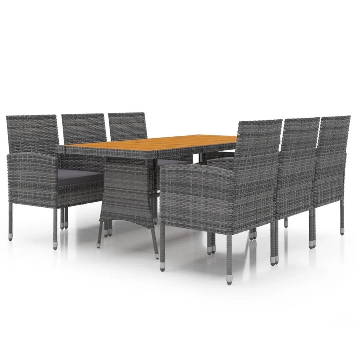 vidaXL 7-Tlg Garten-Essgruppe Poly Rattan Grau 3120114