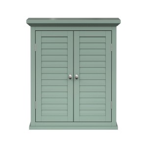 Teamson Home Wandschrank in Salbeigrün mit Lamellentüren für Badezimmer.