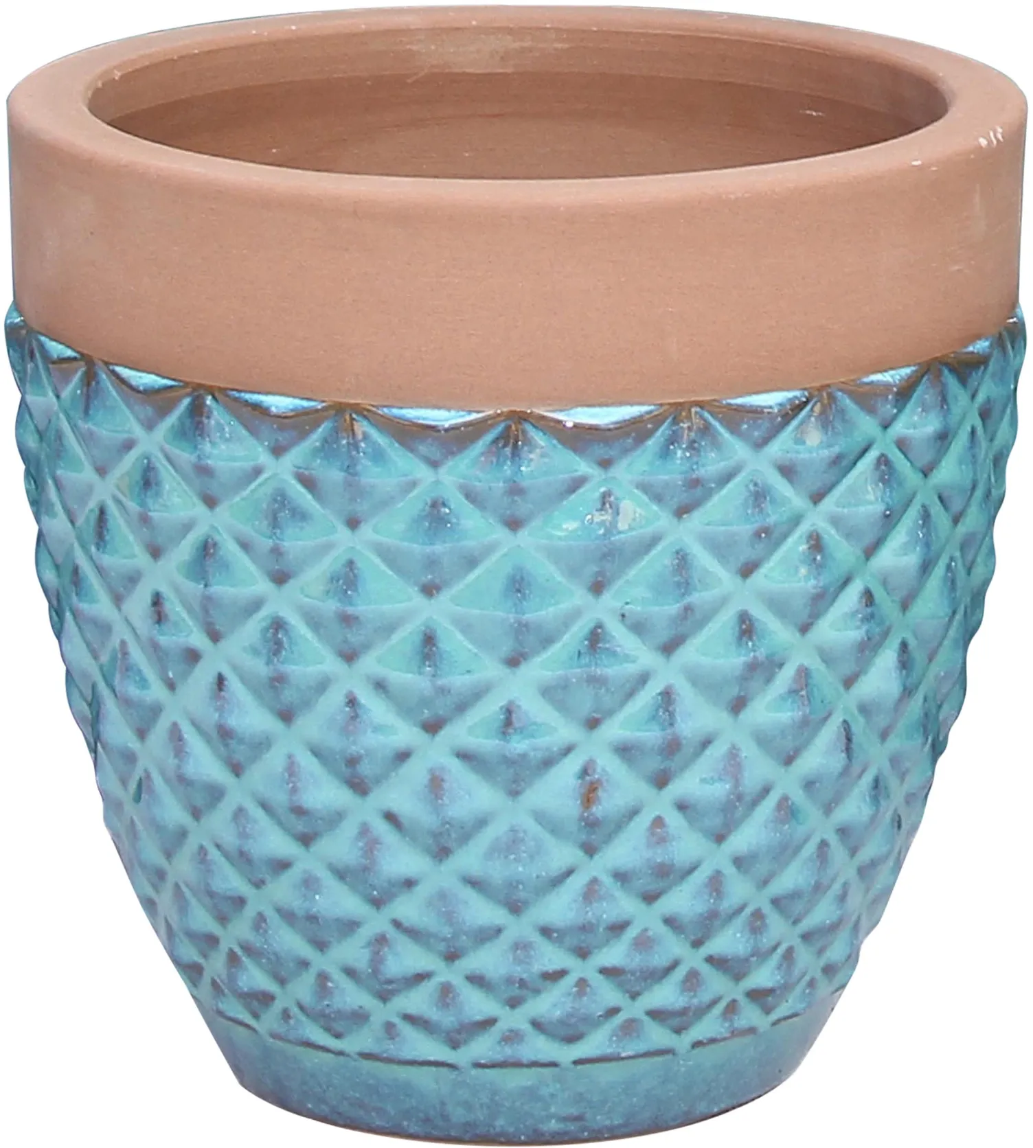 Keramik Übertopf Diamond Rund Türkis 29,5 cm x 29, 5 cm x 28 cm kaufen