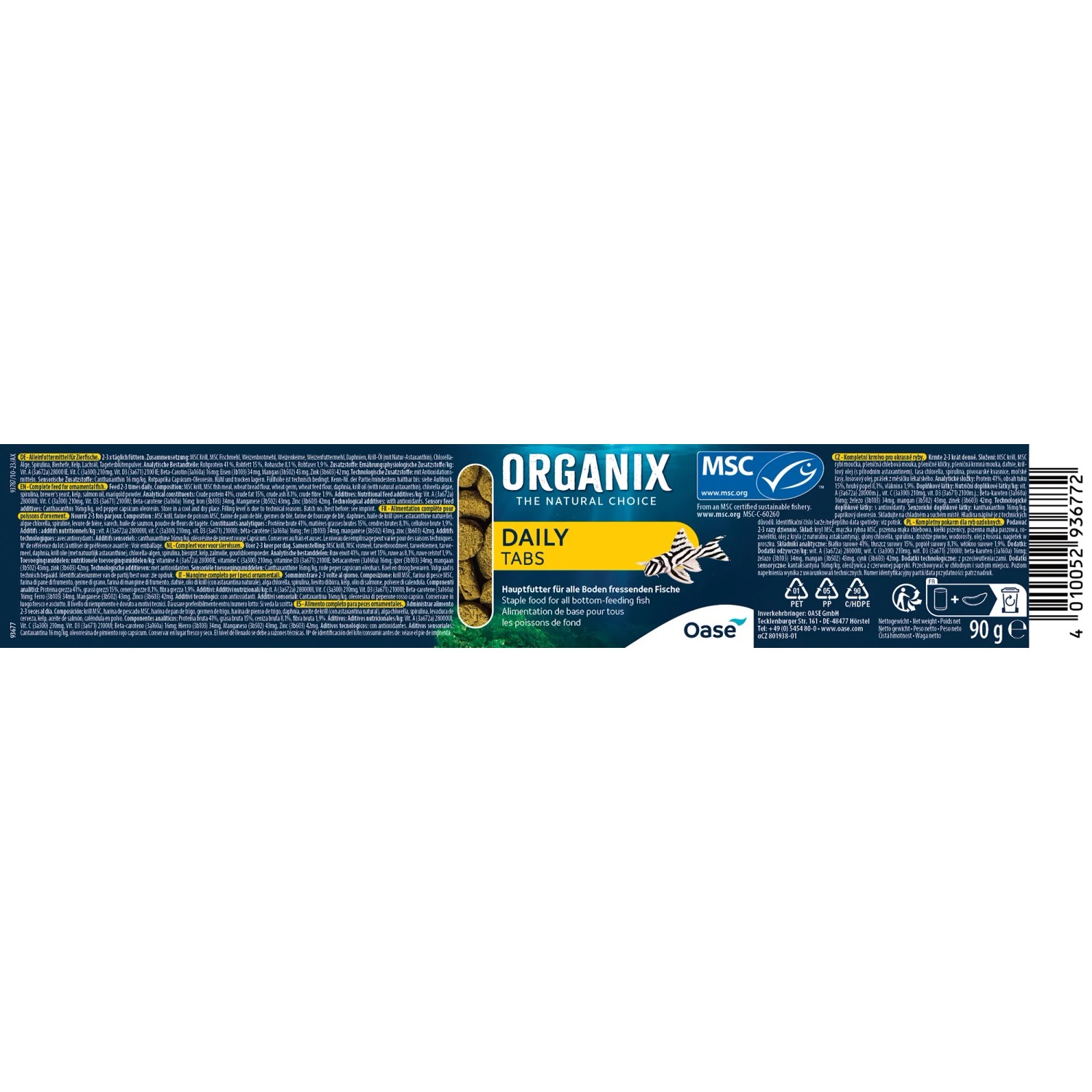Oase Organix Daily Tabs Fischfutter, 175ml Packung für Bodenfische.