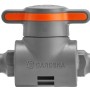 Gardena Kupplung mit Regulierventil zur stufenlosen Wasserdurchfluss-Regulierung.