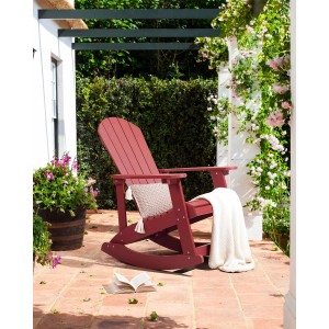 Roter Beliani Schaukelstuhl (94x76x100) aus Kunstholz für den Garten.