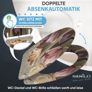 SANILO WC Sitz mit Absenkautomatik Top Fix Tulpen