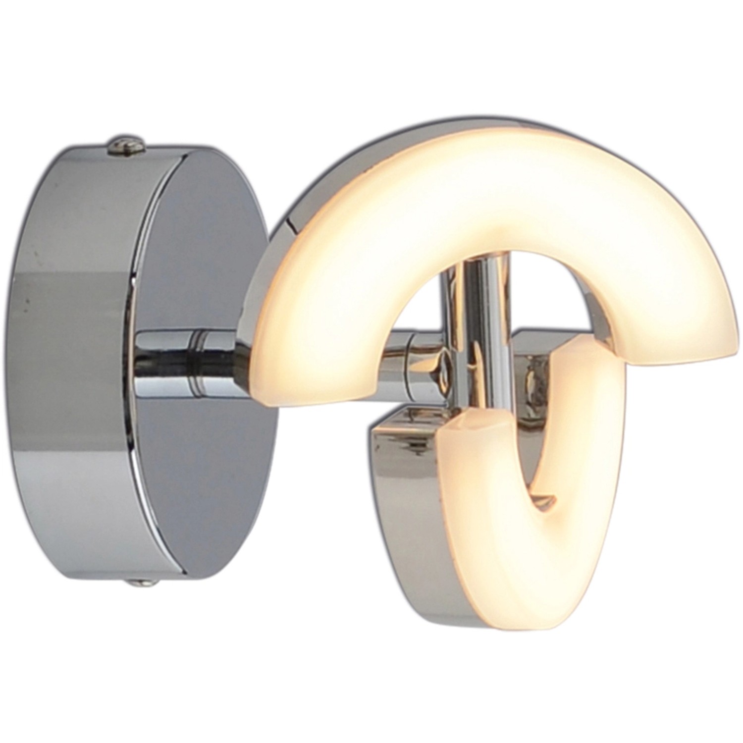 Moderner LED-Spot Luna: Chromfarbene Wand- und Deckenleuchte mit warmweißem Licht für stilvolle Akzente.