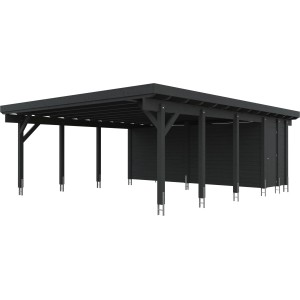 Kiehn-Holz Geräteraum für Doppelcarport KH 331, anthrazit, mit abschließbarer Tür für mehr Stauraum.