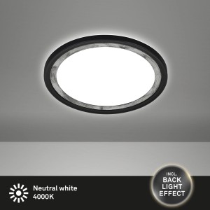 Brilo LED-Panel Slim Deco, 18W, schwarz-silber, mit Hintergrundbeleuchtung.