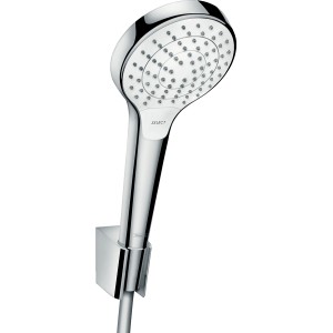 Hansgrohe Croma Select S Brauseset, Handbrause in Weiß/Chrom mit Brausehalter und Schlauch.