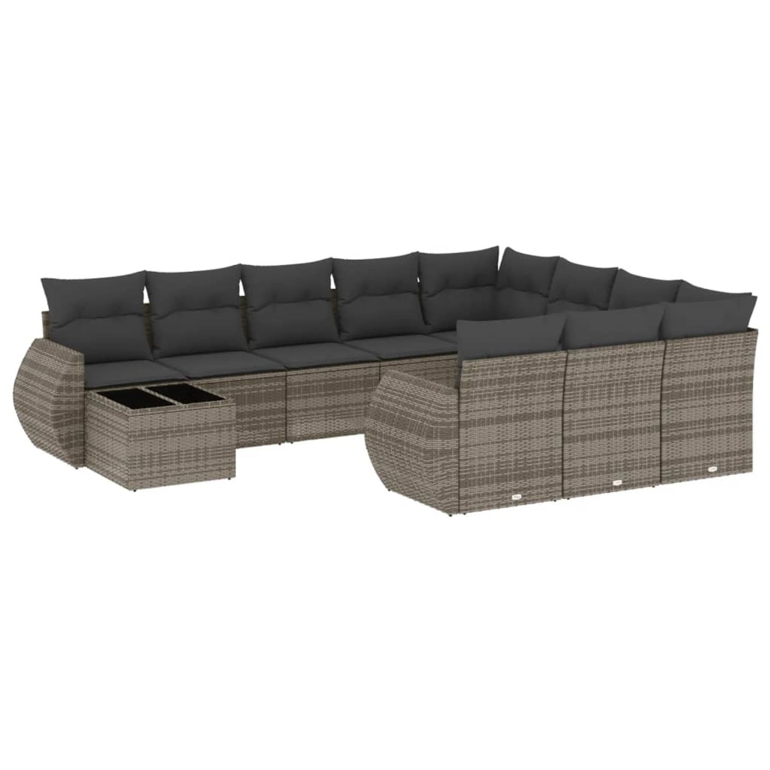vidaXL 11-Tlg Garten-Sofagarnitur mit Kissen Grau Poly Rattan 3254267 günstig online kaufen